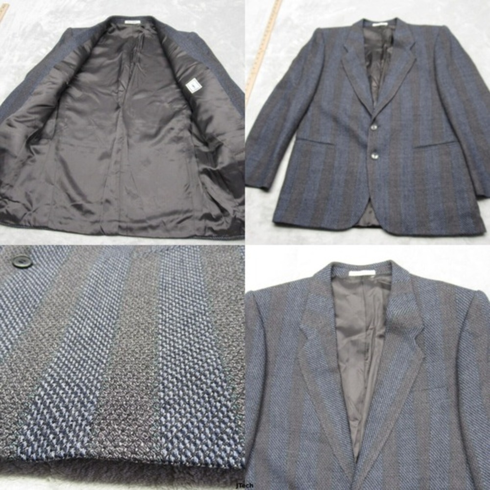 Saint Laurent Men's Blue and Black Striped Sport Coat Blazer